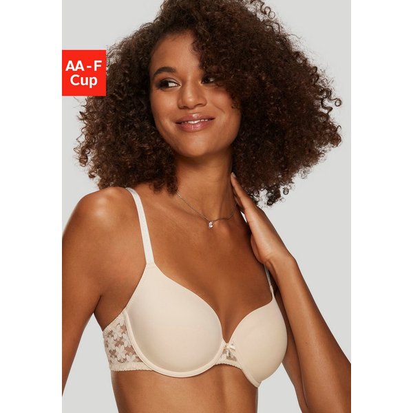 LASCANA Schalen-BH, BH mit Bügel, T-Shirt-BH mit Spitzenrücken bequemer BH, große Größen, Dessous