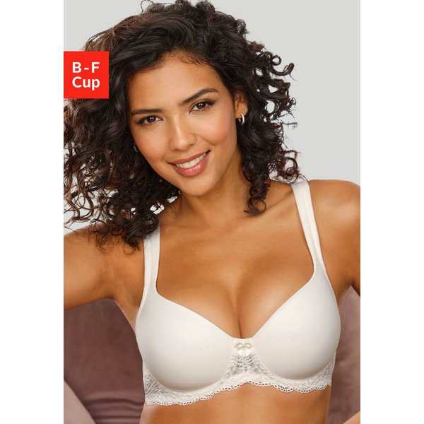 LASCANA Schalen-BH, T-Shirt-BH, Bügel-BH, Dirndl-BH mit breiten Trägern, weiche Spitze, große Größen