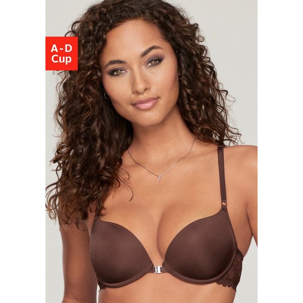 LASCANA Schalen-BH, BH mit Bügel, T-Shirt-BH, als Dessous-Set kombinierbar mit Vorderverschluss, Spitzenrücken in Bänderoptik