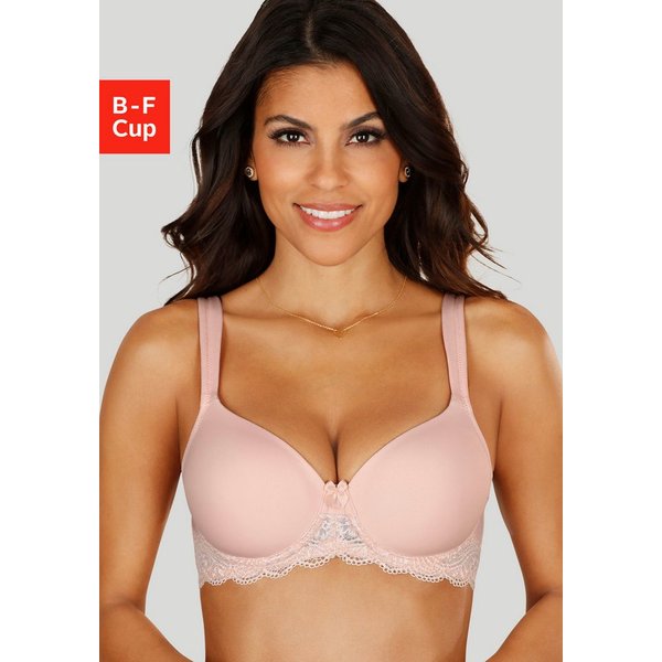 LASCANA Schalen-BH, T-Shirt-BH, Bügel-BH, Dirndl-BH mit breiten Trägern, weiche Spitze, große Größen