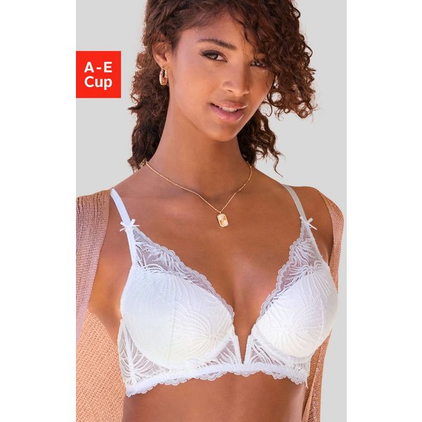 LASCANA Schalen-BH, BH mit Bügel, Spitzen-BH im High-Apex Design, Alexia mit dekorativem V-Bügel, sexy Dessous, sexy Unterwäsche