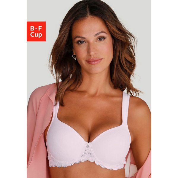 LASCANA Schalen-BH, BH mit Bügel, T-Shirt-BH mit Spitze mit breiten Trägern, große Größen, Dessous