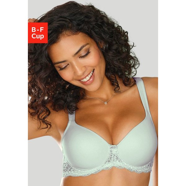 LASCANA Schalen-BH, T-Shirt-BH, Bügel-BH, Dirndl-BH mit breiten Trägern, weiche Spitze, große Größen