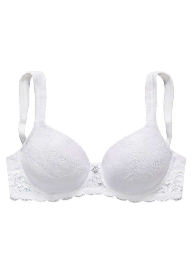 LASCANA Schalen-BH, BH mit Bügel, T-Shirt-BH mit Spitze mit breiten Trägern, große Größen, Dessous – Bild 2 von 5