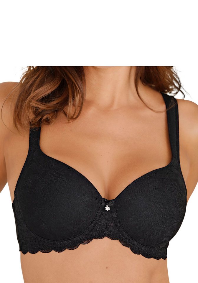 LASCANA Schalen-BH, BH mit Bügel, T-Shirt-BH mit Spitze mit breiten Trägern, große Größen, Dessous – Bild 4 von 5