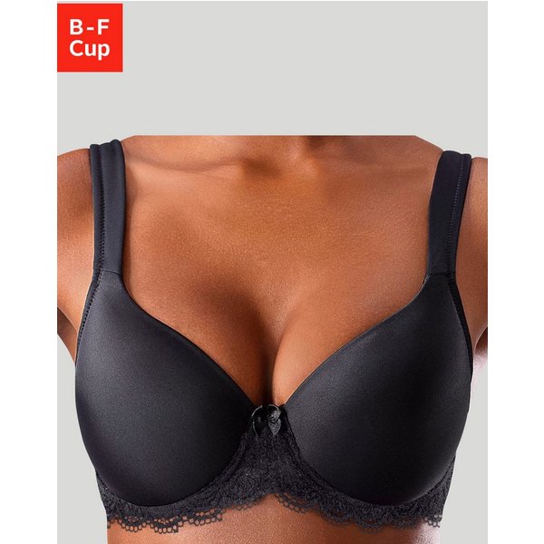 LASCANA Schalen-BH, T-Shirt-BH, Bügel-BH, Dirndl-BH mit breiten Trägern, weiche Spitze, große Größen