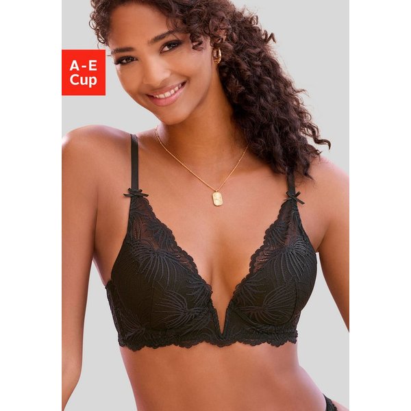LASCANA Schalen-BH, BH mit Bügel, Spitzen-BH im High-Apex Design, Alexia mit dekorativem V-Bügel, sexy Dessous, sexy Unterwäsche