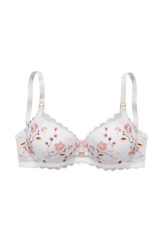 LASCANA Schalen-BH, BH mit Bügel, Spitzen-BH mit zarter Blumen-Stickereispitze, sexy Dessous, große Größen – Bild 2 von 5
