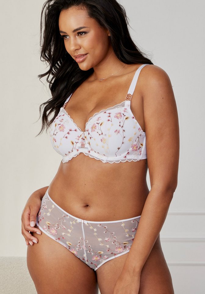 LASCANA Schalen-BH, BH mit Bügel, Spitzen-BH mit zarter Blumen-Stickereispitze, sexy Dessous, große Größen – Bild 4 von 5