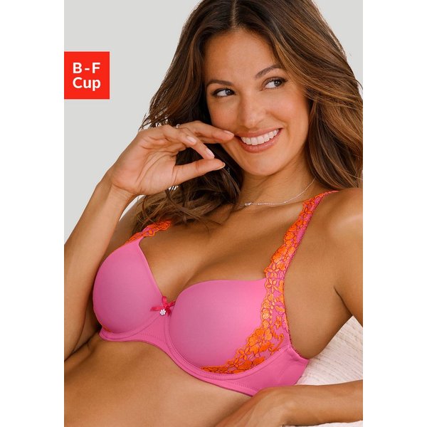 LASCANA Schalen-BH, BH mit Bügel, Dirndl-BH, Wanda mit seitlicher Stickerei Spitze, als Dessous-Set kombinierbar