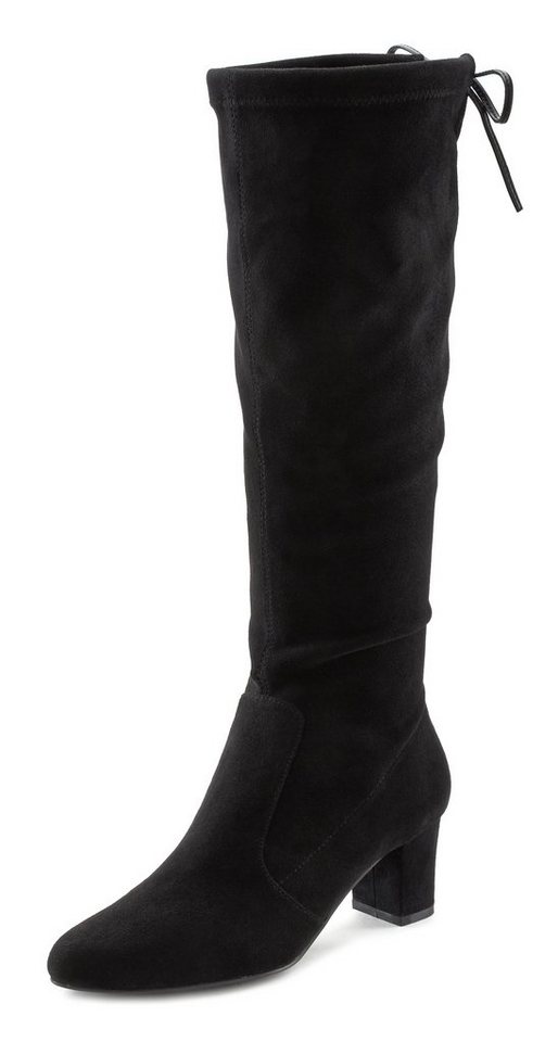 LASCANA Schlupfboots, Slouchy Boots, Slip-On, Schlupfstiefel aus stretchigem Material mit Blockabsatz in elegantem Design – Bild 2 von 5