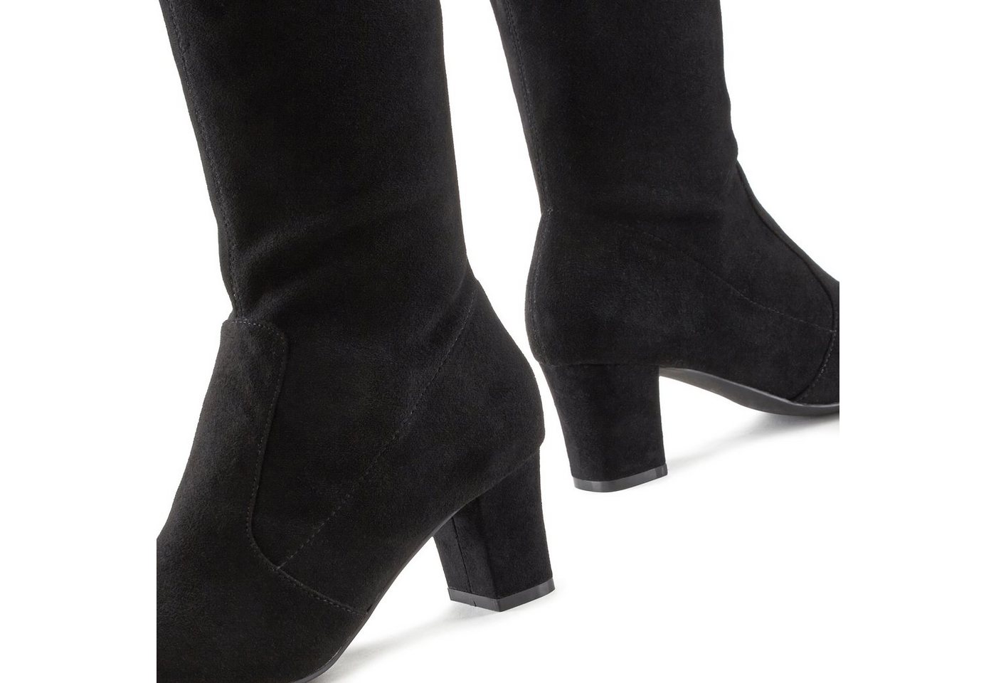 LASCANA Schlupfboots, Slouchy Boots, Slip-On, Schlupfstiefel aus stretchigem Material mit Blockabsatz in elegantem Design – Bild 4 von 5