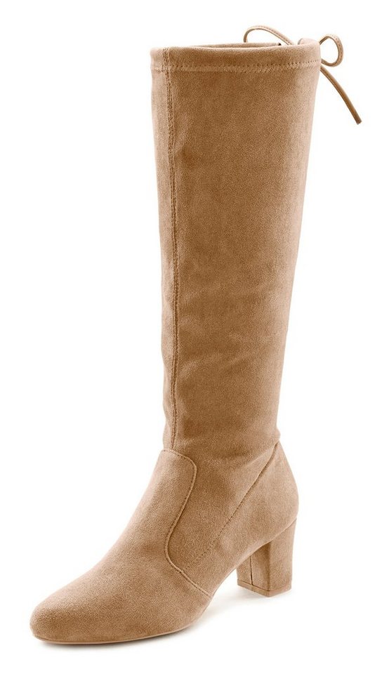 LASCANA Schlupfboots, Slouchy Boots, Slip-On, Schlupfstiefel aus stretchigem Material mit Blockabsatz in elegantem Design – Bild 2 von 5
