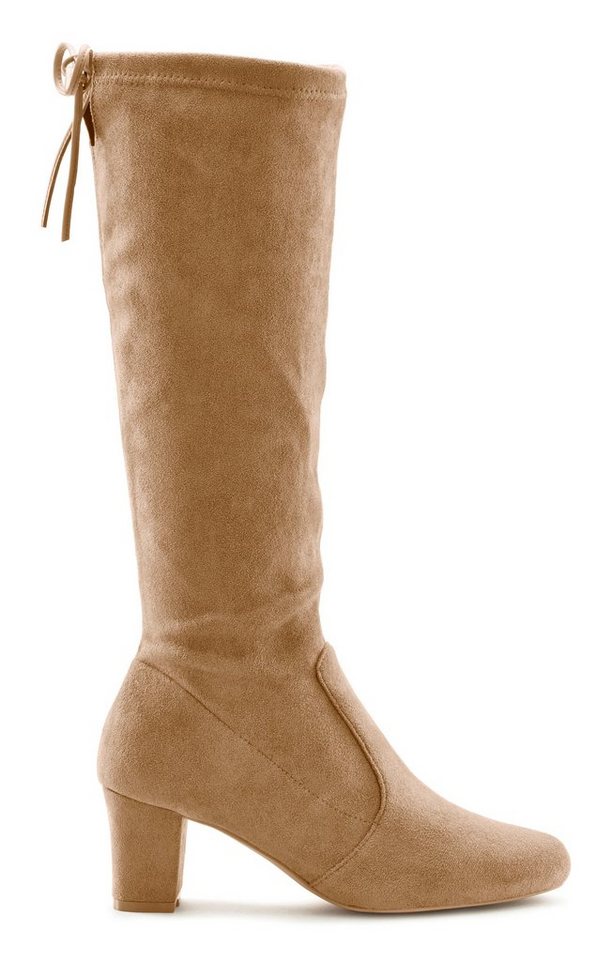 LASCANA Schlupfboots, Slouchy Boots, Slip-On, Schlupfstiefel aus stretchigem Material mit Blockabsatz in elegantem Design – Bild 3 von 5