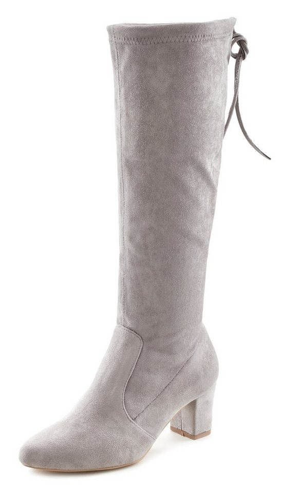 LASCANA Schlupfboots, Slouchy Boots, Slip-On, Schlupfstiefel aus stretchigem Material mit Blockabsatz in elegantem Design – Bild 3 von 5