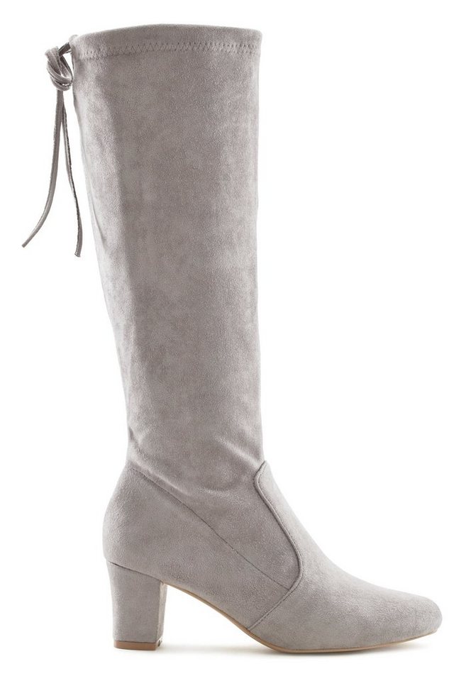 LASCANA Schlupfboots, Slouchy Boots, Slip-On, Schlupfstiefel aus stretchigem Material mit Blockabsatz in elegantem Design – Bild 4 von 5