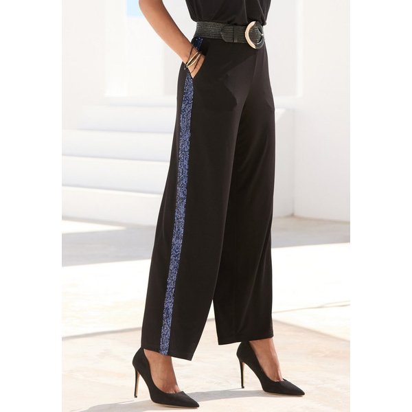 LASCANA Schlupfhose mit lockerem, weitem Bein mit Pailettenstreifen, Partyhose, luftig und festlich