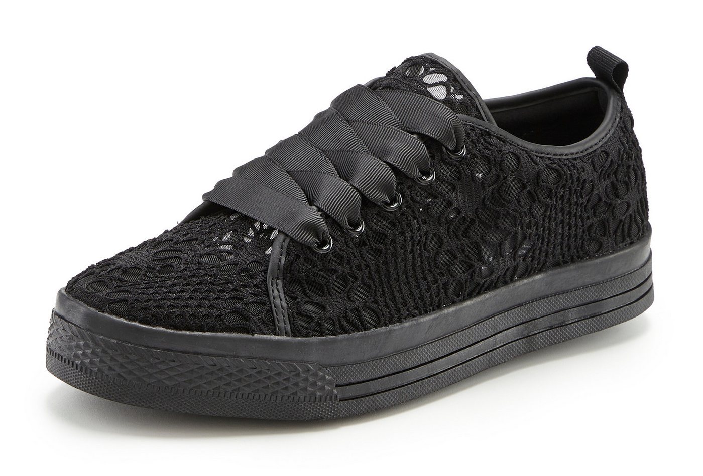 LASCANA Schnürhalbschuhe, Freizeitschuhe, Sneaker mit leichter Plateausohle und Spitze VEGAN – Bild 3 von 5