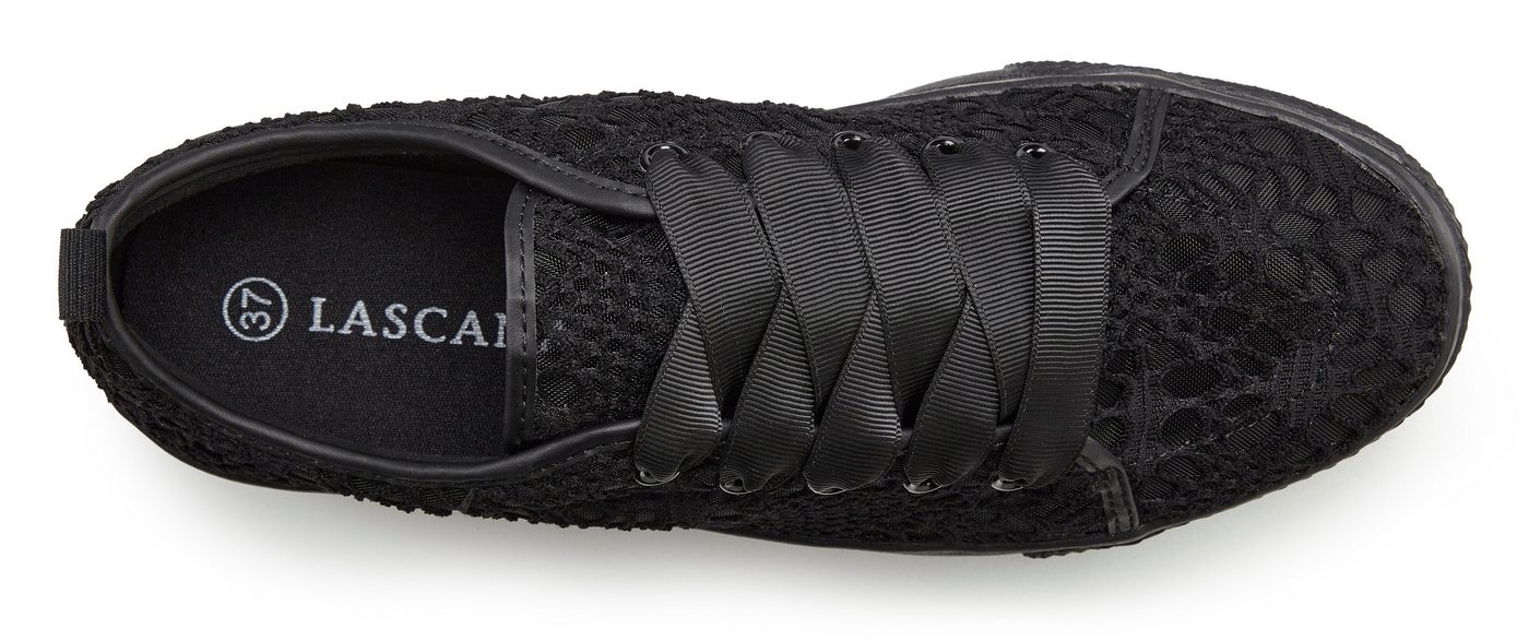 LASCANA Schnürhalbschuhe, Freizeitschuhe, Sneaker mit leichter Plateausohle und Spitze VEGAN – Bild 4 von 5