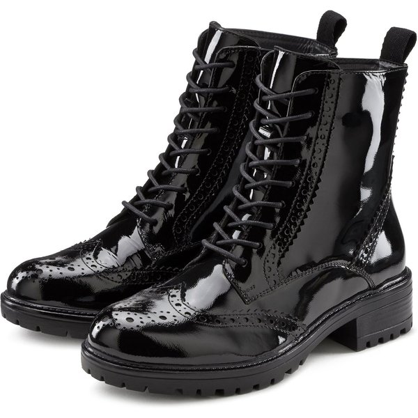 LASCANA Schnürstiefelette, Ankle Boots, Herbststiefelette, Schnürboots aus Leder zum Schnüren & mit Reißverschluss