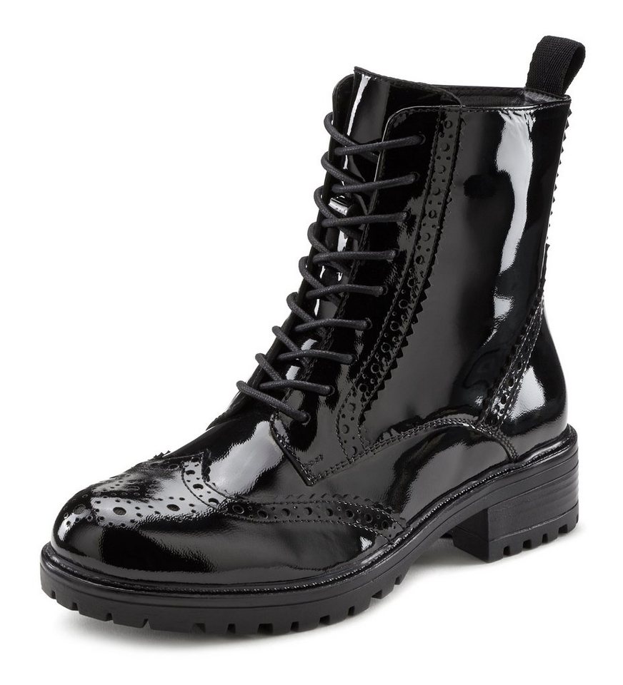 LASCANA Schnürstiefelette, Ankle Boots, Herbststiefelette, Schnürboots aus Leder zum Schnüren & mit Reißverschluss – Bild 2 von 5