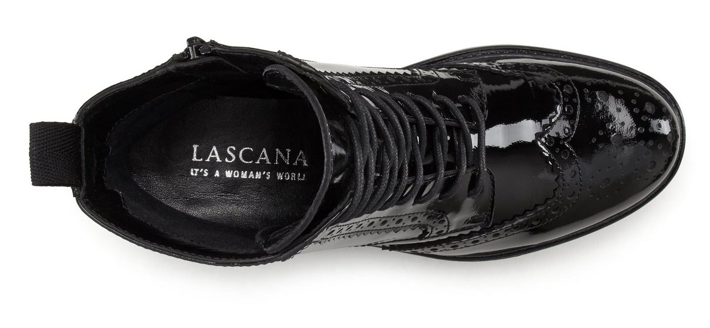 LASCANA Schnürstiefelette, Ankle Boots, Herbststiefelette, Schnürboots aus Leder zum Schnüren & mit Reißverschluss – Bild 3 von 5
