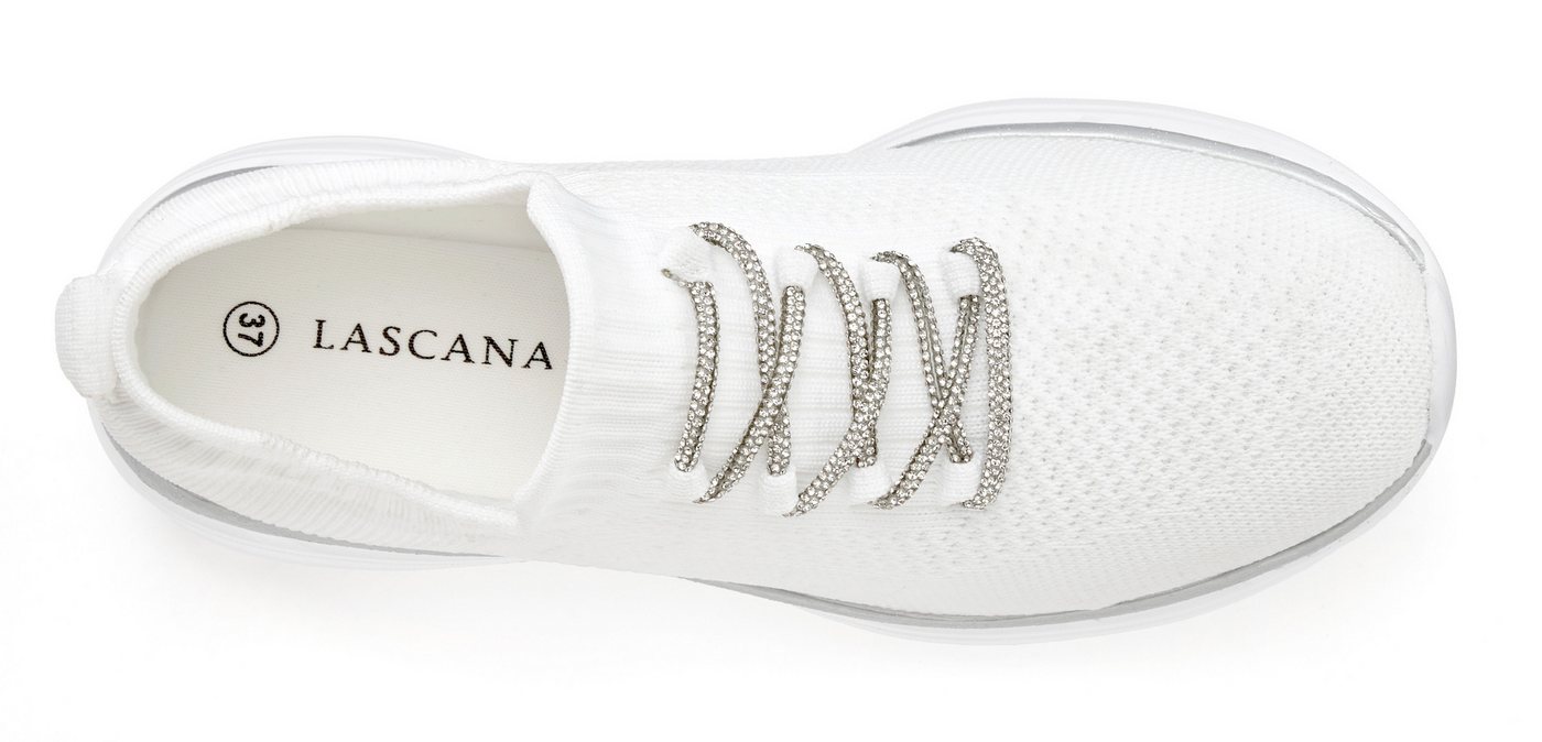 LASCANA Slip-On-Sneaker, Slipper, Freizeitschuh, Sneaker mit modischer Glitzerschnürung VEGAN – Bild 4 von 5