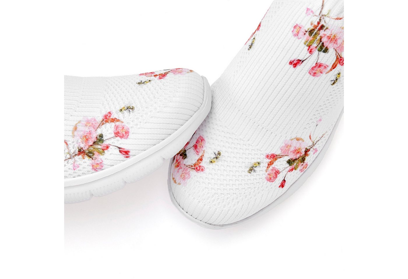 LASCANA Slip-On-Sneaker, Slipper, Textilschuh, Freizeitschuh, Sneaker zum Reinschlüpfen mit elegant blumigem Muster VEGAN – Bild 5 von 5