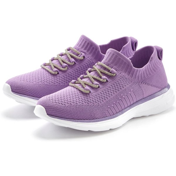 LASCANA Slip-On-Sneaker, Slipper, Freizeitschuh, Sneaker mit modischer Glitzerschnürung VEGAN