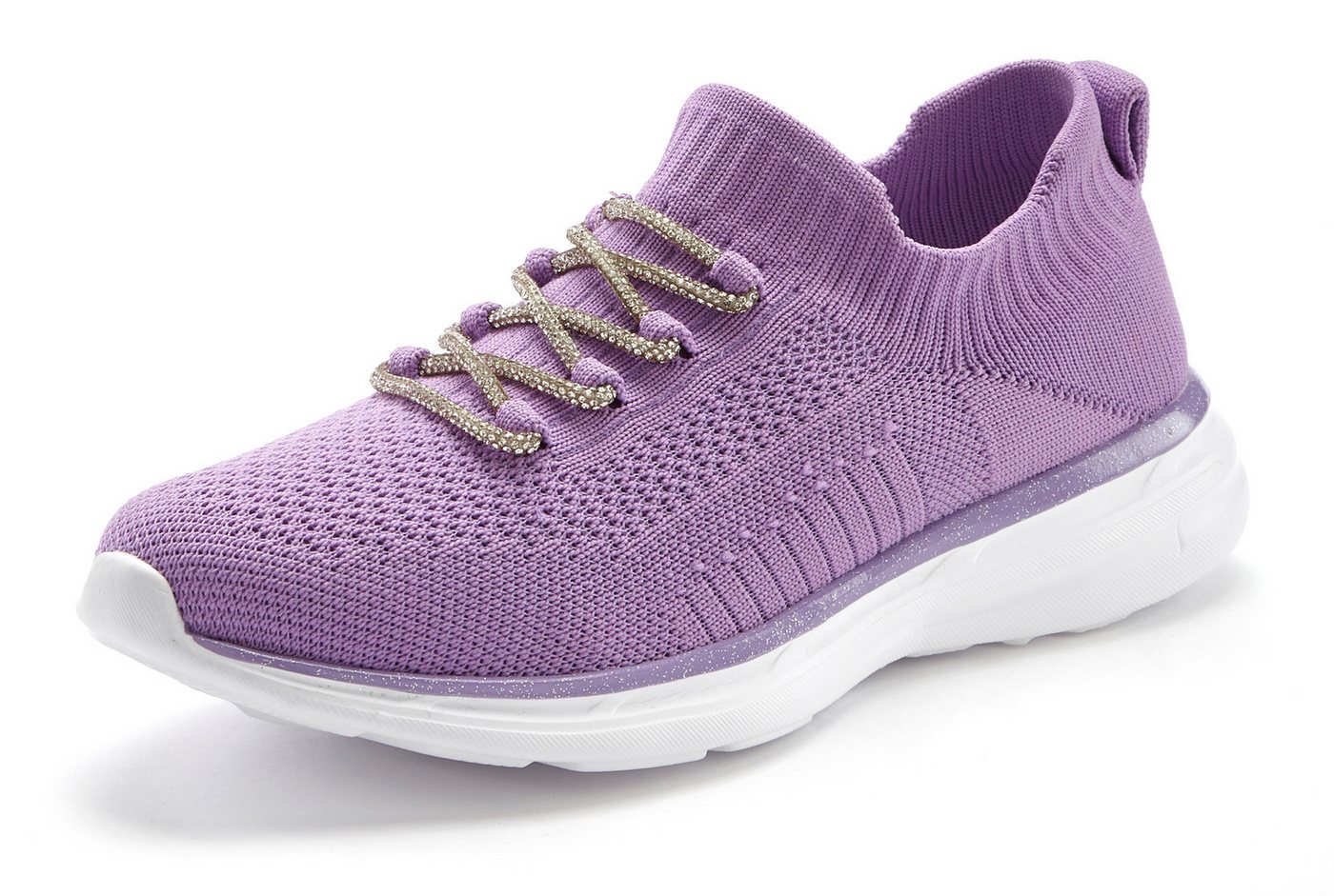 LASCANA Slip-On-Sneaker, Slipper, Freizeitschuh, Sneaker mit modischer Glitzerschnürung VEGAN – Bild 2 von 5