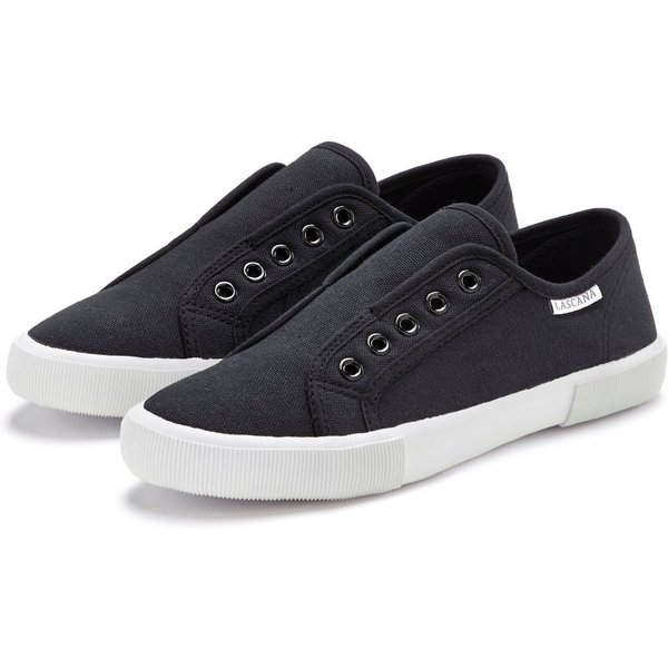 LASCANA Slip-On-Sneaker, Sneaker Slipper, Halbschuh bequem zum Reinschlüpfen VEGAN