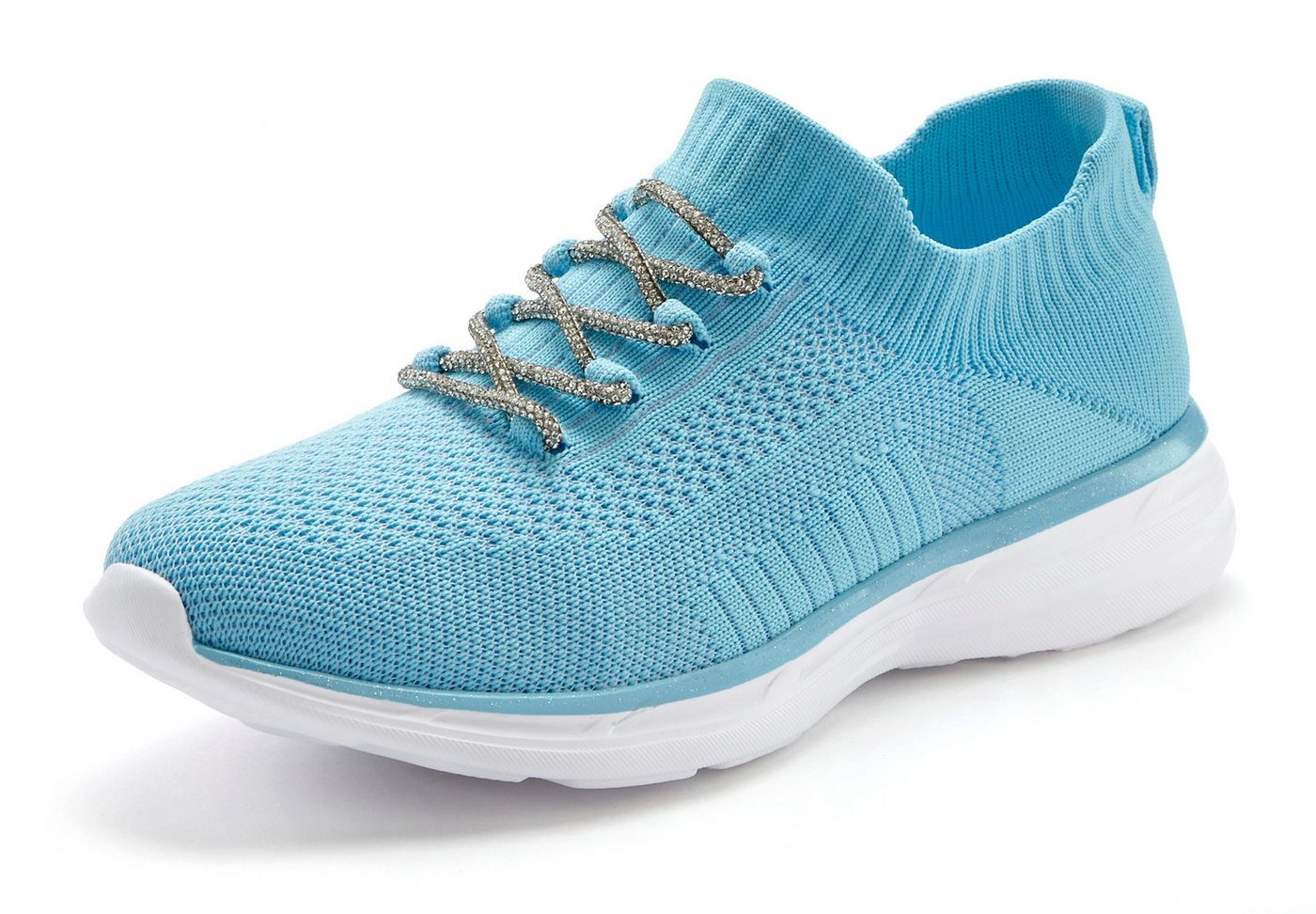 LASCANA Slip-On-Sneaker, Slipper, Freizeitschuh, Sneaker mit modischer Glitzerschnürung VEGAN – Bild 2 von 5