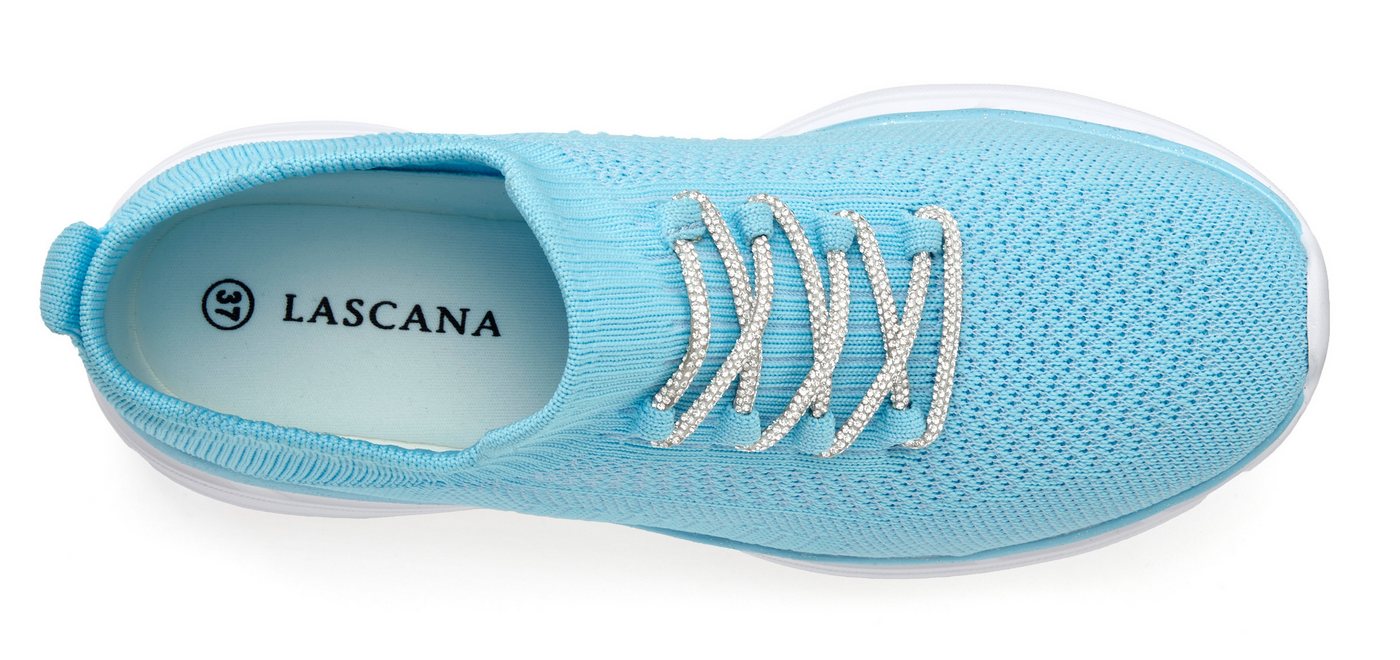 LASCANA Slip-On-Sneaker, Slipper, Freizeitschuh, Sneaker mit modischer Glitzerschnürung VEGAN – Bild 3 von 5