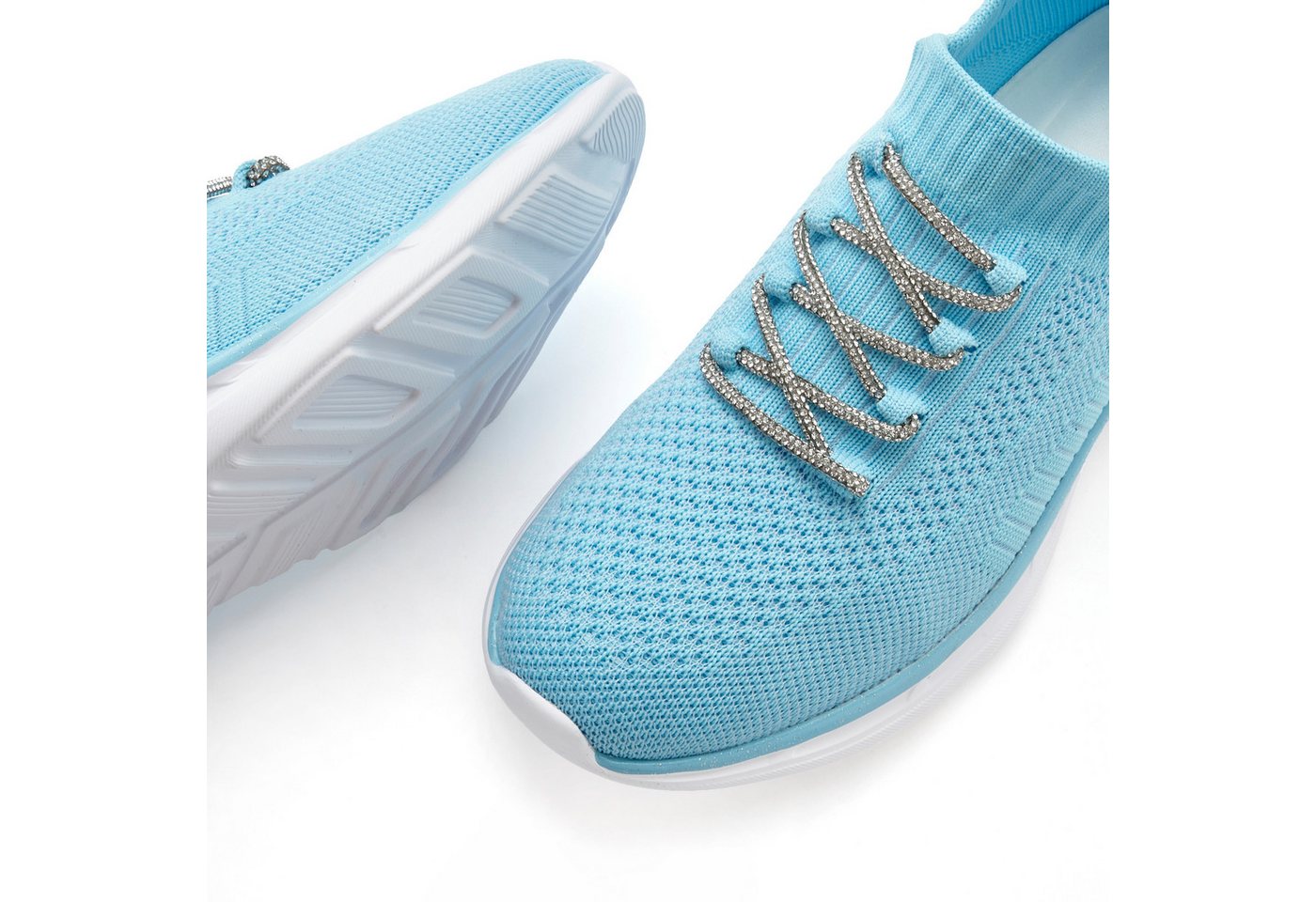 LASCANA Slip-On-Sneaker, Slipper, Freizeitschuh, Sneaker mit modischer Glitzerschnürung VEGAN – Bild 4 von 5