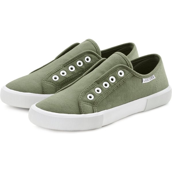 LASCANA Slip-On-Sneaker, Sneaker Slipper, Halbschuh bequem zum Reinschlüpfen VEGAN