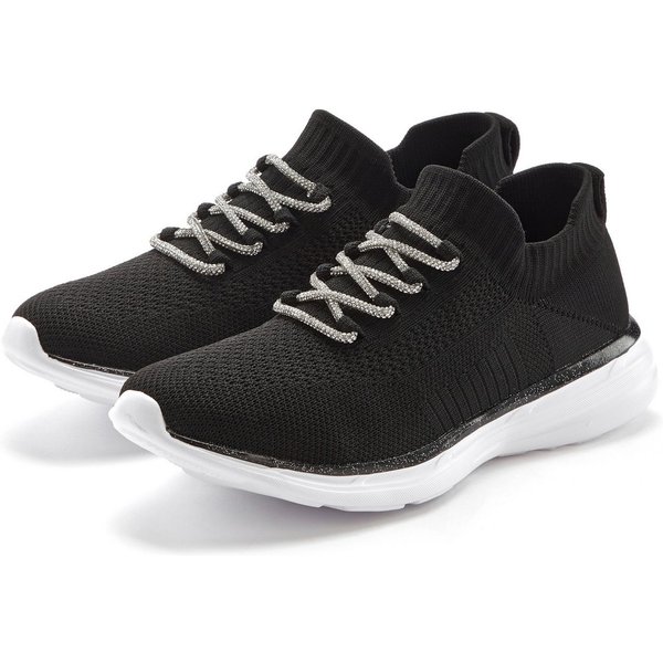 LASCANA Slip-On-Sneaker, Slipper, Freizeitschuh, Sneaker mit modischer Glitzerschnürung VEGAN