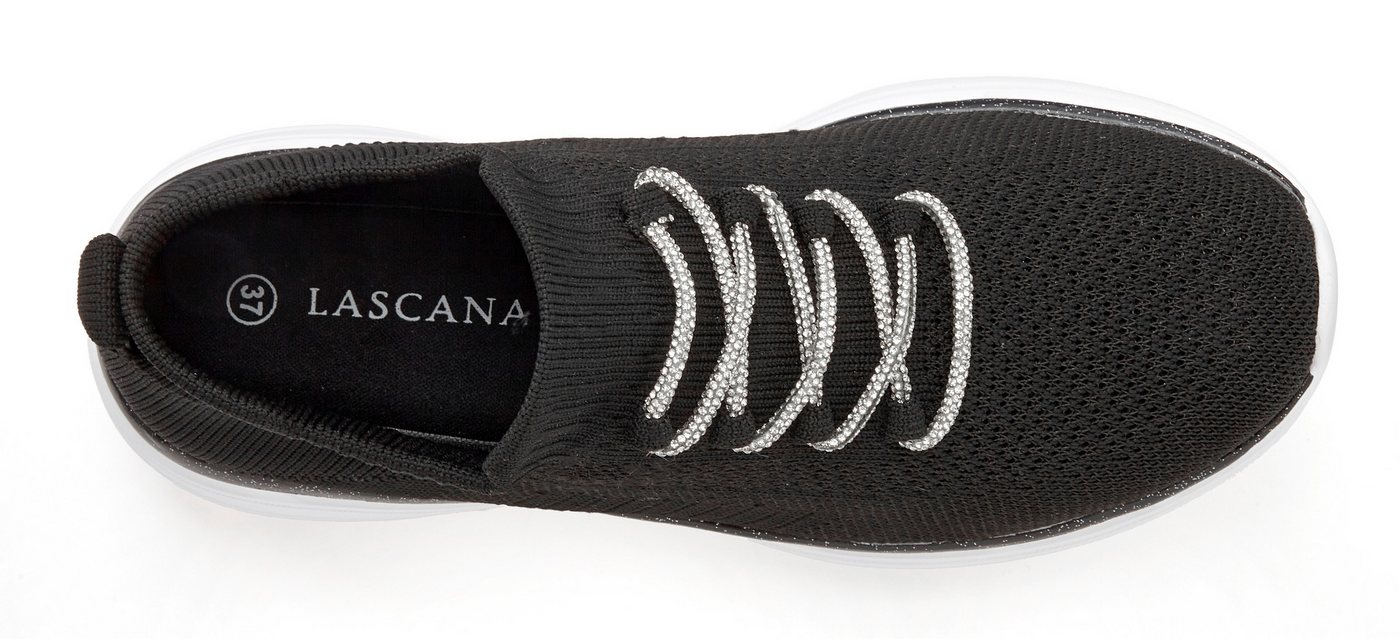 LASCANA Slip-On-Sneaker, Slipper, Freizeitschuh, Sneaker mit modischer Glitzerschnürung VEGAN – Bild 3 von 5