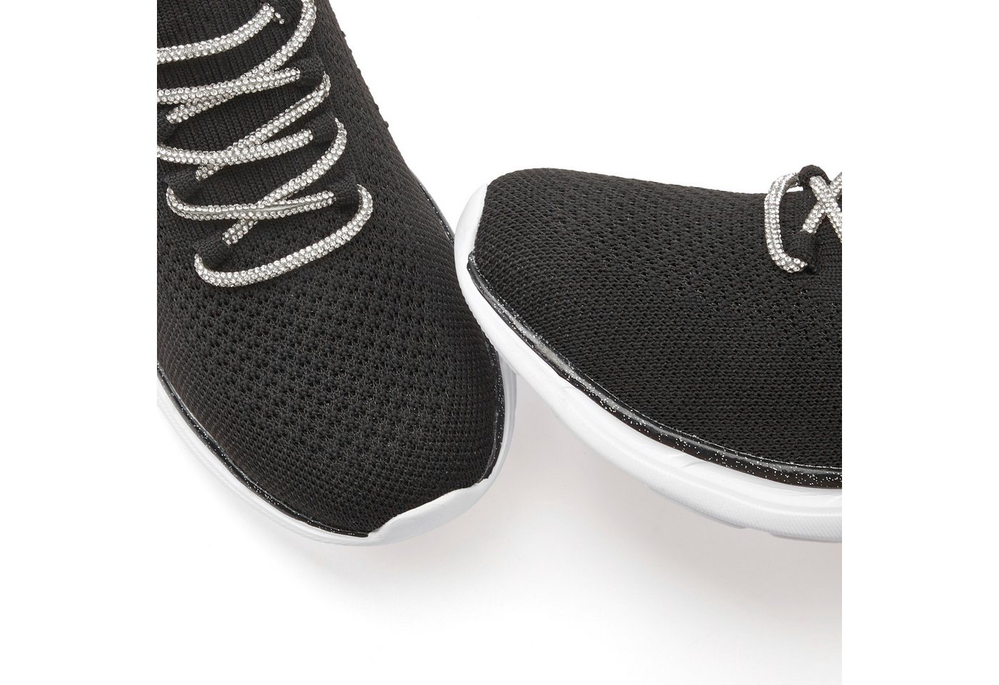LASCANA Slip-On-Sneaker, Slipper, Freizeitschuh, Sneaker mit modischer Glitzerschnürung VEGAN – Bild 4 von 5
