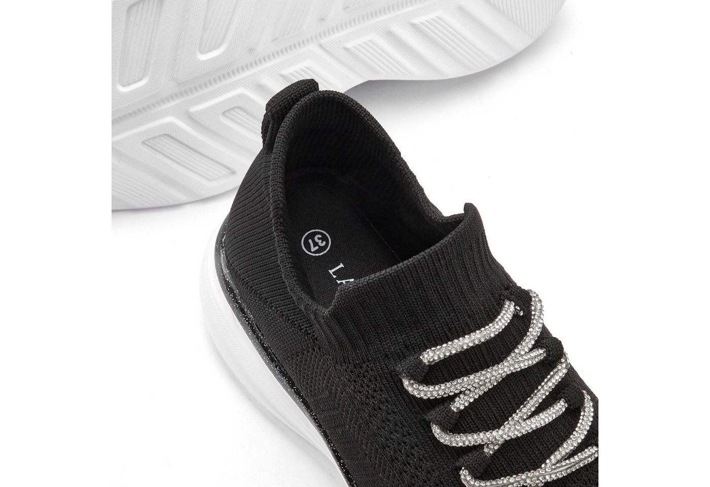 LASCANA Slip-On-Sneaker, Slipper, Freizeitschuh, Sneaker mit modischer Glitzerschnürung VEGAN – Bild 5 von 5