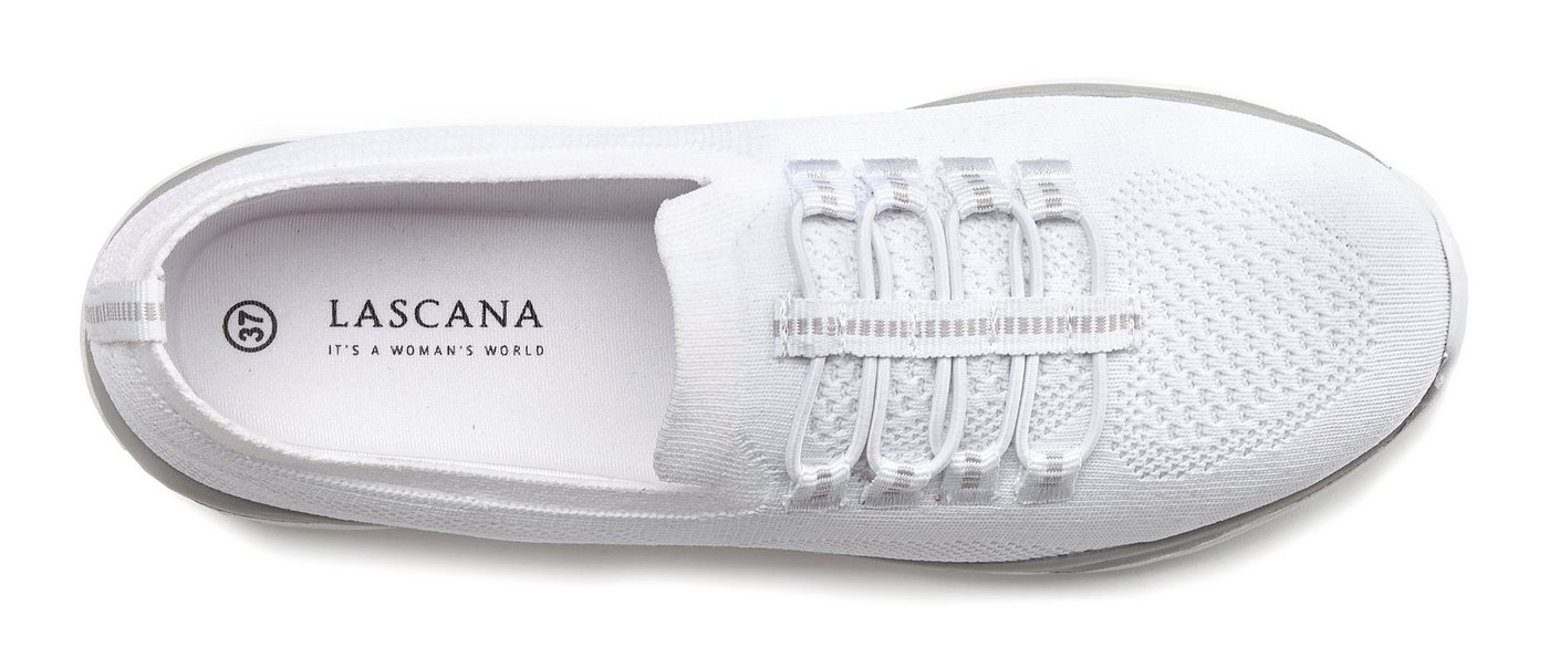 LASCANA Slipper, Halbschuh, Slip-On-Sneaker, Sneaker aus leichtem Textil-Material VEGAN – Bild 4 von 5
