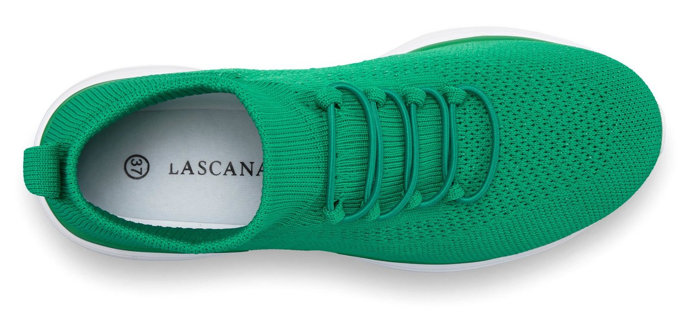 LASCANA Slipper, Halbschuh, Turnschuhe, Slip-On-Sneaker, bequem, Sneaker zum Reinschlüpfen mit elastischen Schnürbändern ultraleicht VEGAN – Bild 4 von 5