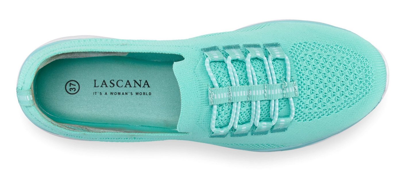 LASCANA Slipper, Halbschuh, Slip-On-Sneaker, Sneaker aus leichtem Textil-Material VEGAN – Bild 4 von 5