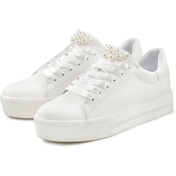 LASCANA Sneaker mit Perlen, Schnürhalbschuhe, Freizeitschuhe, VEGAN