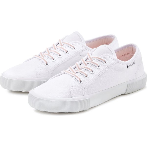 LASCANA Sneaker, Schnürhalbschuh, Freizeitschuh, Slip-On-Sneaker, Sneaker zum Reinschlüpfen mit elastischen Schnürbändern VEGAN