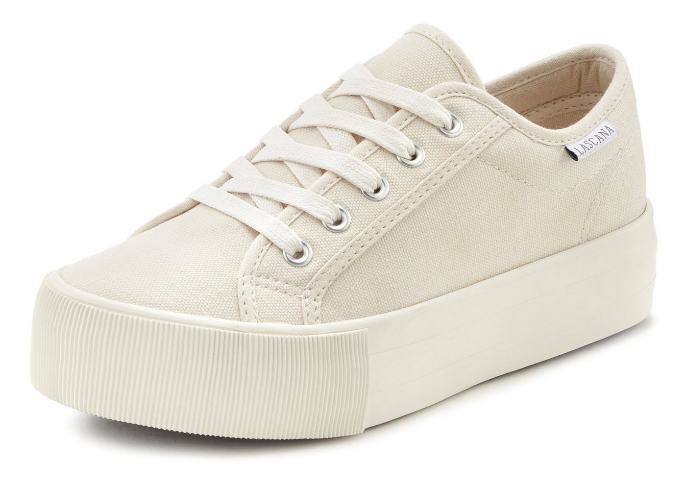 LASCANA Sneaker Schnürhalbschuh, Freizeitschuh aus Textil mit Plateausohle – Bild 2 von 5