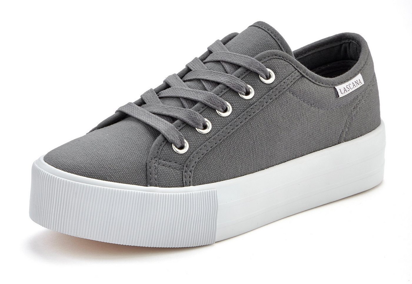 LASCANA Sneaker Schnürhalbschuh, Freizeitschuh aus Textil mit Plateausohle – Bild 2 von 5