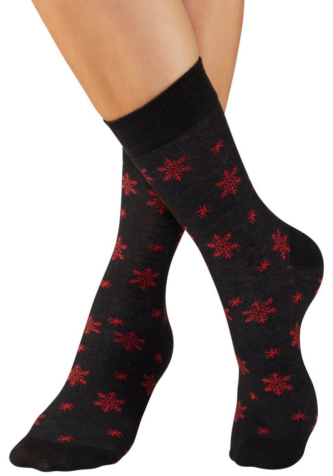 LASCANA Socken (Packung, 3-Paar) mit weihnachtlichem Dackelmotiv – Bild 4 von 5