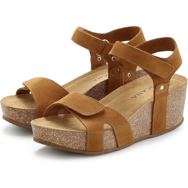 LASCANA Sommerschuh, Sandale, offener Schuh, Keilsandalette, Sandalette NEU aus Leder mit komfortablem Keilabsatz