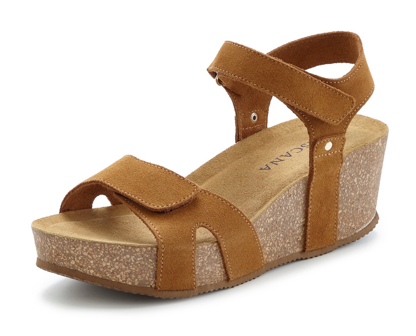 LASCANA Sommerschuh, Sandale, offener Schuh, Keilsandalette, Sandalette NEU aus Leder mit komfortablem Keilabsatz – Bild 3 von 5