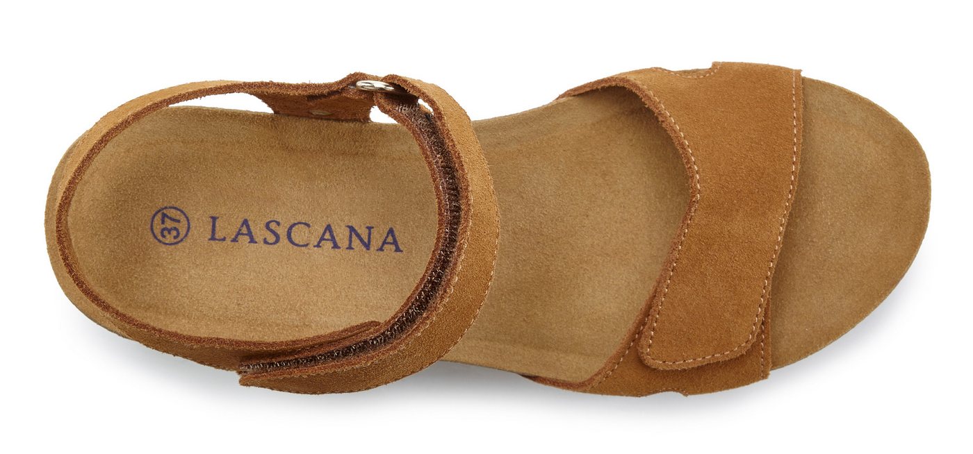 LASCANA Sommerschuh, Sandale, offener Schuh, Keilsandalette, Sandalette NEU aus Leder mit komfortablem Keilabsatz – Bild 5 von 5